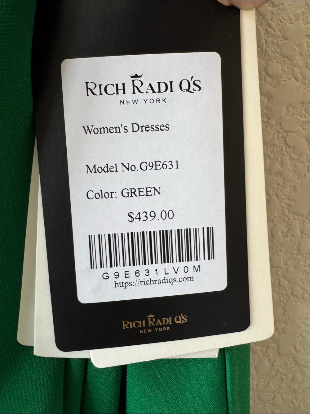 Rich Radi Q’s Emerald Shawl-Tie Evening Gown NWT - Picture 7 of 16
